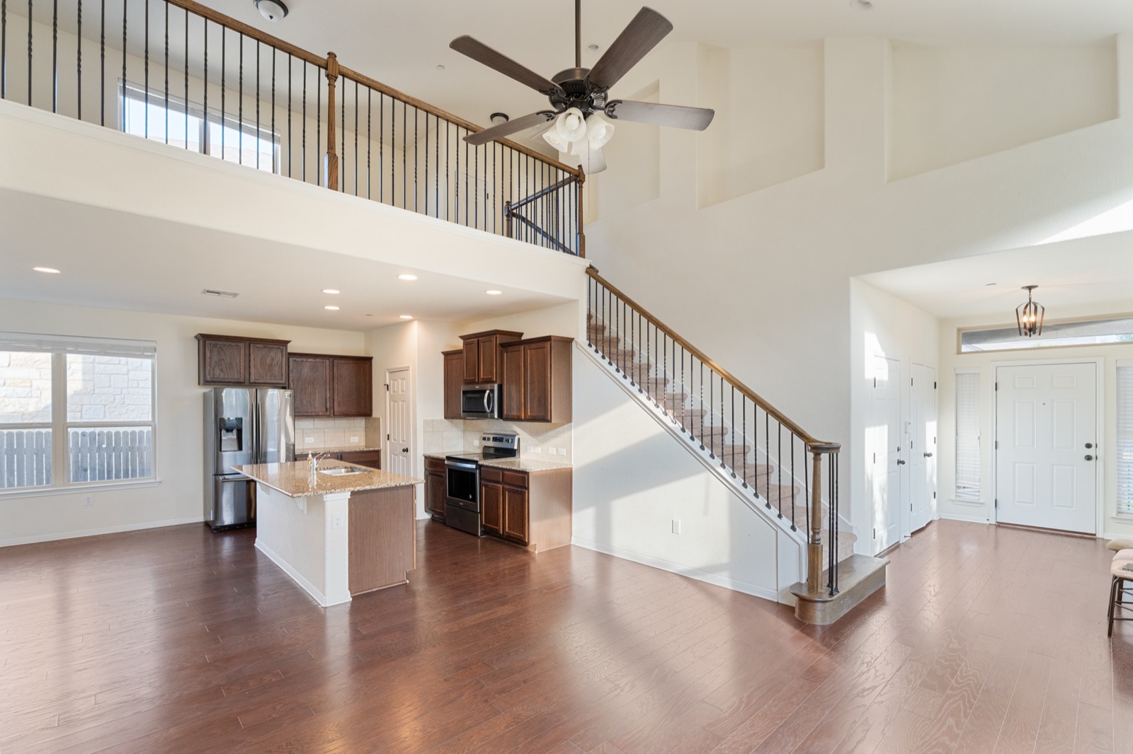 Two-story living area with staircase