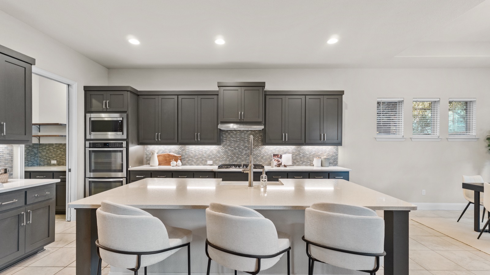 Gray kitchen with island seating