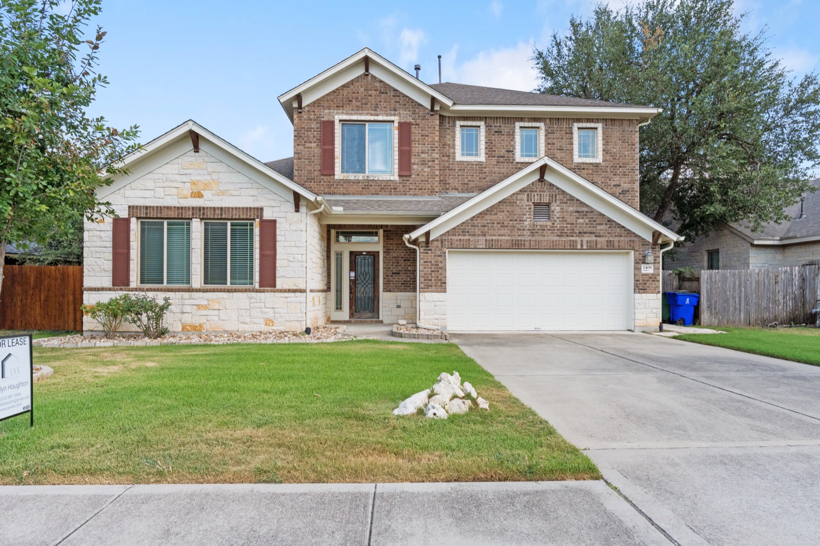 Two-story brick home exterior